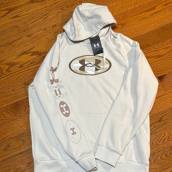Under Armour Other - Under Armour Men's Large Off-White Hoodie with Logo